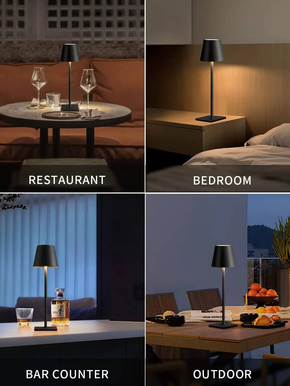 Lámpara LED de Mesa Portátil Táctil Recargable - Vintage, para Restaurante, Dormitorio, Bar y Cafetería
