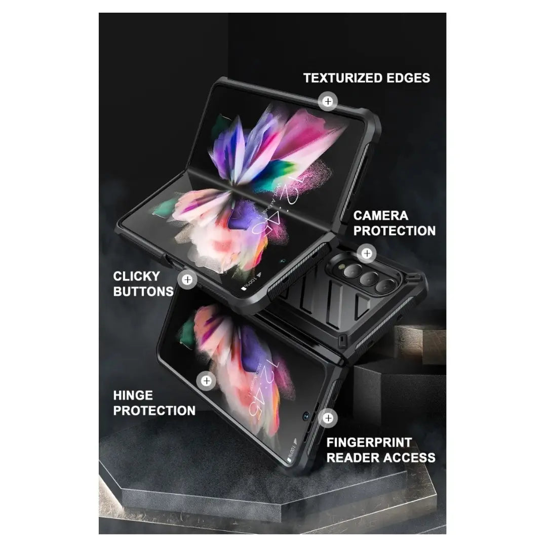 Supcase Unicorn Negro - Estuche 360° para Galaxy Z Fold 3 con Gancho para Cinturón