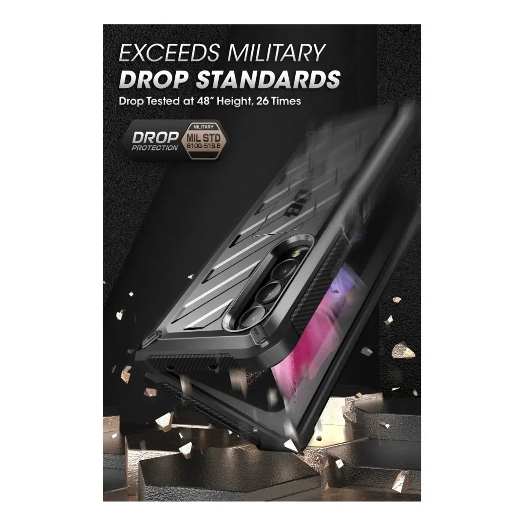 Supcase Unicorn Negro - Estuche 360° para Galaxy Z Fold 3 con Gancho para Cinturón