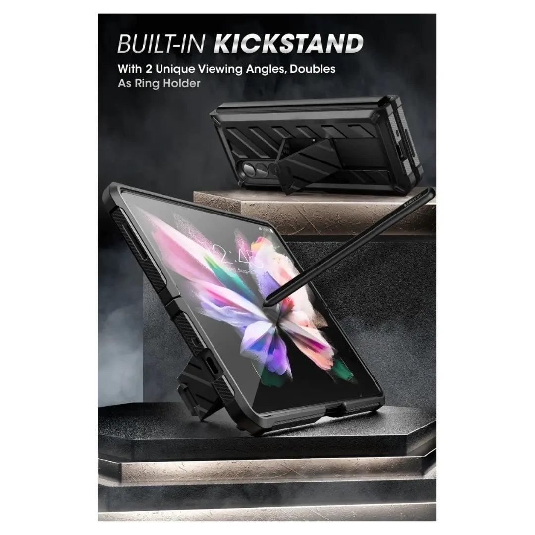 Supcase Unicorn Negro - Estuche 360° para Galaxy Z Fold 3 con Gancho para Cinturón