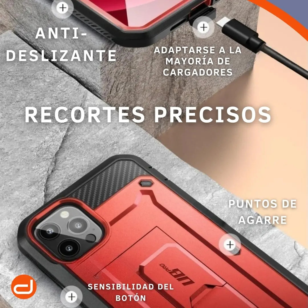 Case Para iPhone 13 Pro Max Funda Supcase Protector 360° Rojo
