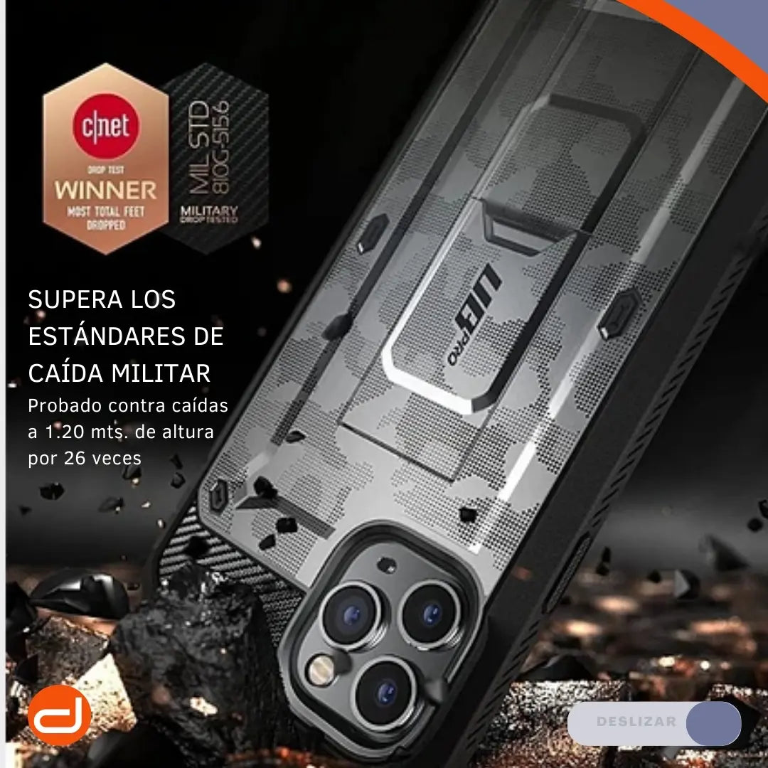 Case Supcase Para iPhone 13 Pro Max Protector 360° Funda Camo Gris