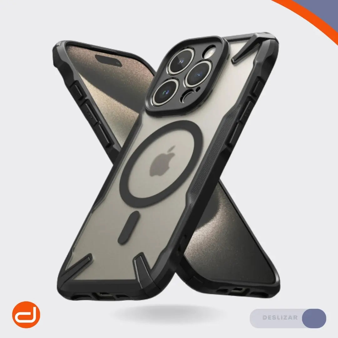 Case Ringke Fusion X Magsafe para Para iPhone 15 Pro Max Negro Semi-Transparente Mate