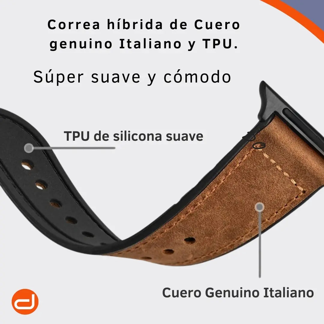 Correa de Cuero para Apple Watch Ouheng en color marrón