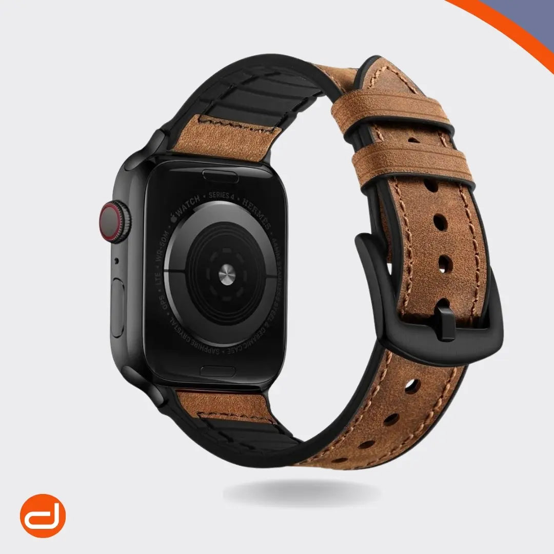 Correa de Cuero para Apple Watch Ouheng en color marrón