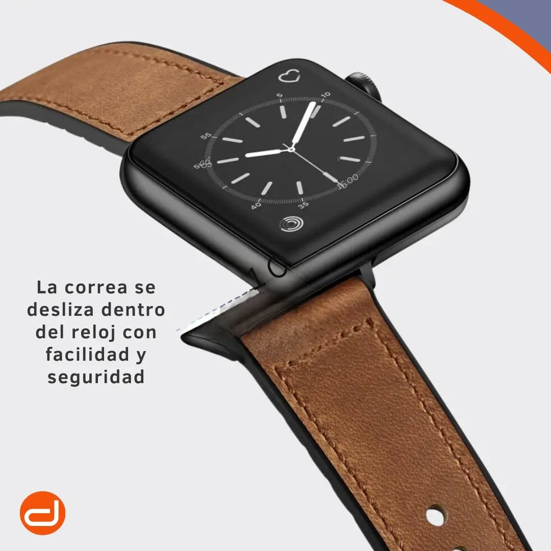 Correa de Cuero para Apple Watch Ouheng en color marrón