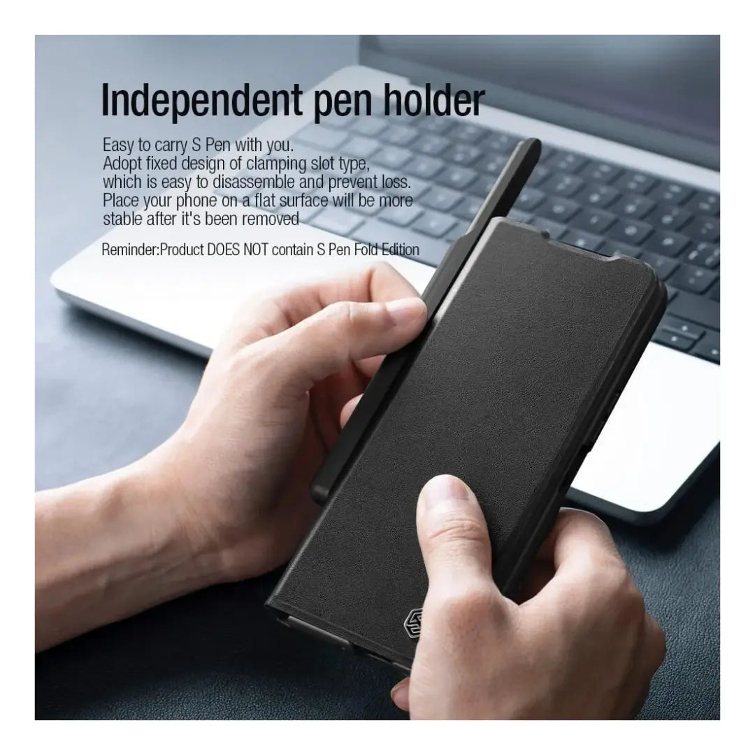 Funda de Cuero Nillkin Qin para Galaxy Z Fold 3 con Portalápiz Desmontable