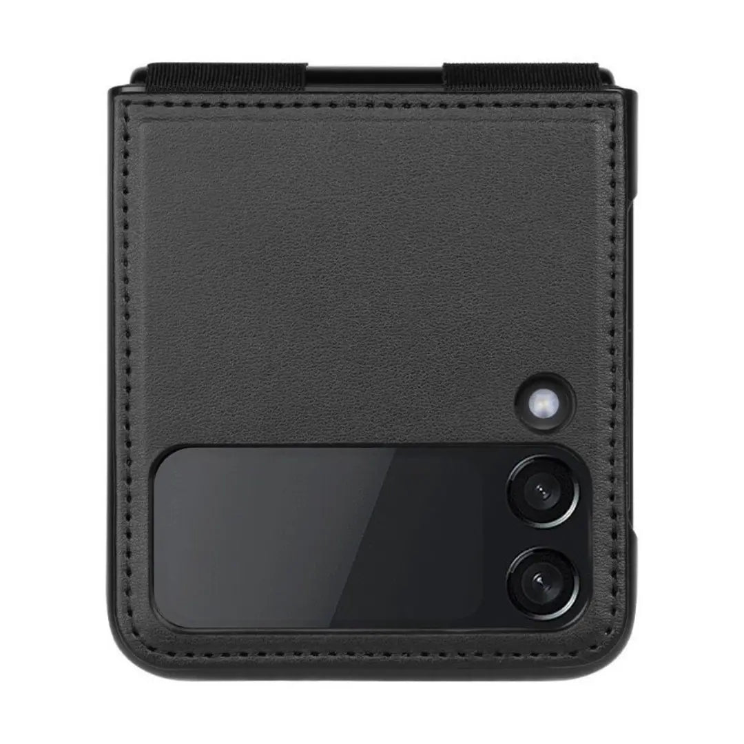 Funda de Cuero Vegano Nillkin Qin con Parante para Galaxy Z Flip 3 (2021) - Color Negro