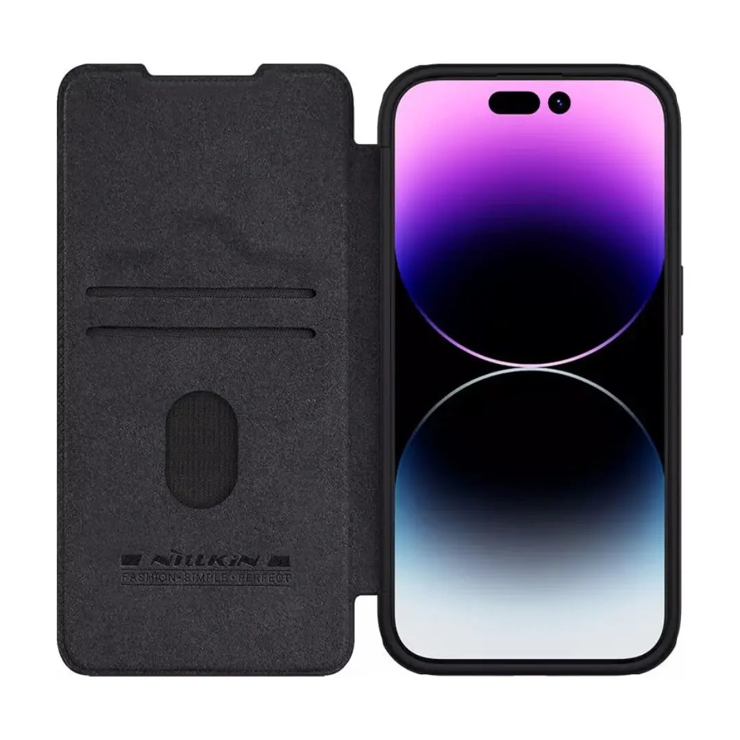 Nillkin Qin Pro Negro para iPhone 15 Pro Max 6.7 - Flip Cover con Tarjetero