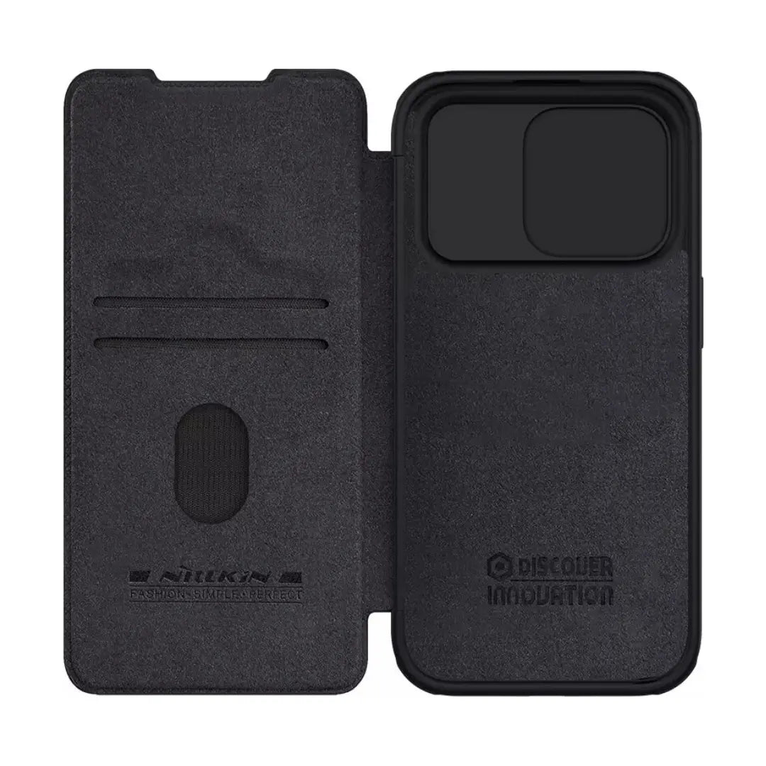Nillkin Qin Pro Negro para iPhone 15 Pro Max 6.7 - Flip Cover con Tarjetero