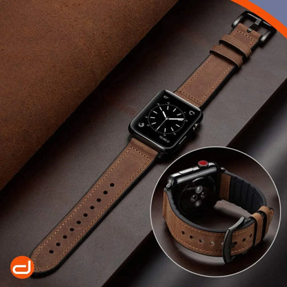 Correa de Cuero para Apple Watch Ouheng en color marrón