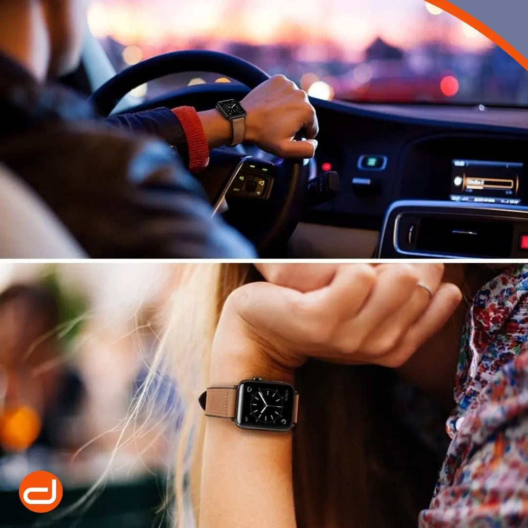 Correa de Cuero para Apple Watch Ouheng en color marrón