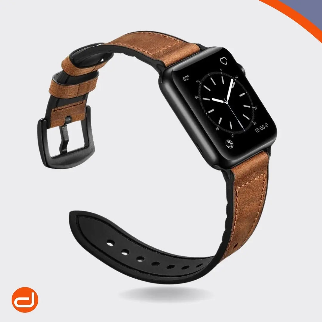 Correa de Cuero para Apple Watch Ouheng en color marrón