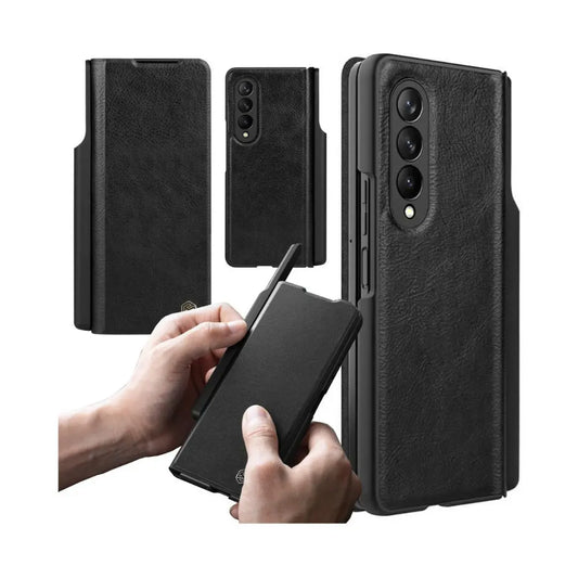 Funda de Cuero Nillkin Qin para Galaxy Z Fold 3 con Portalápiz Desmontable