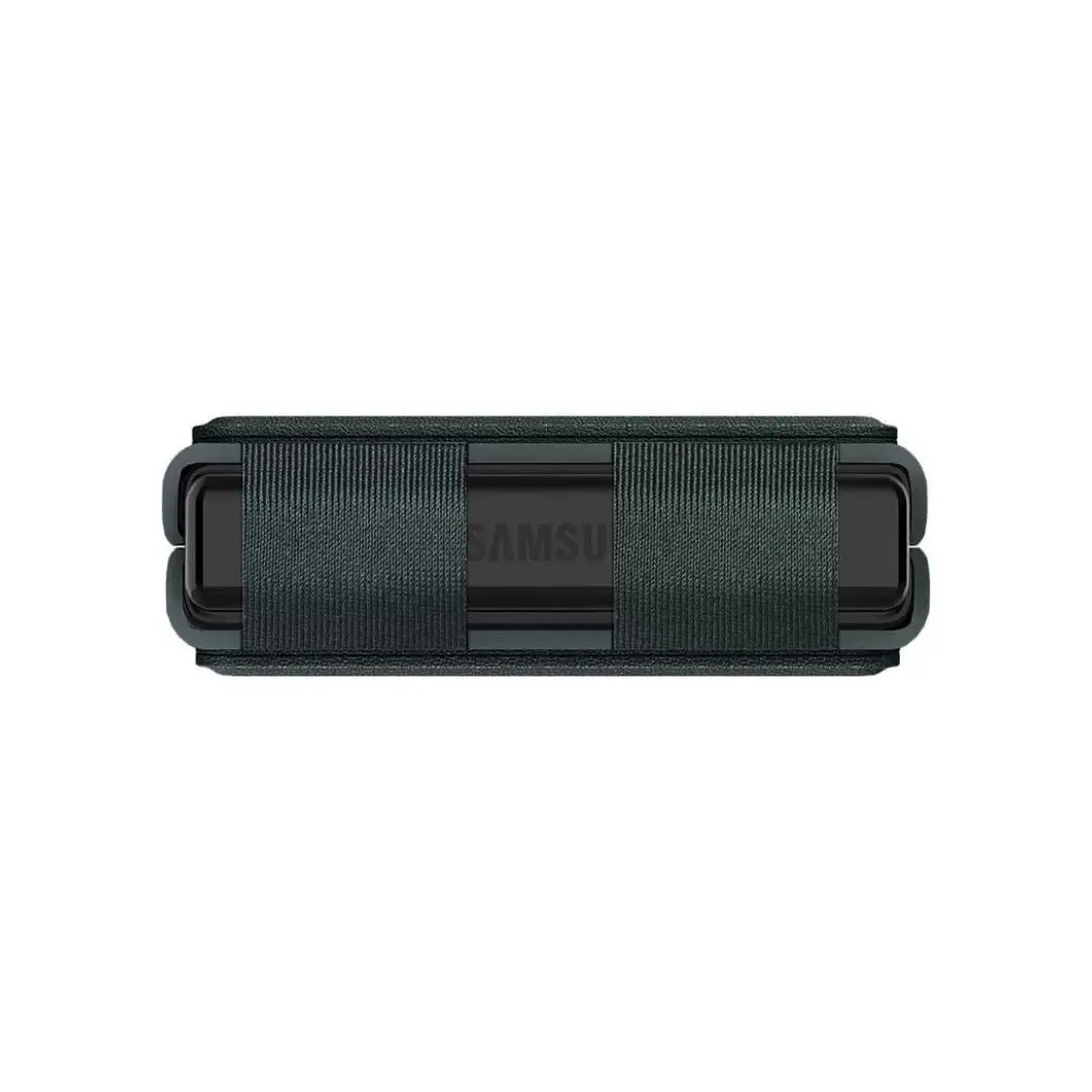 Funda de Cuero Vegano Nillkin Qin con Parante para Galaxy Z Flip 5 - Verde Olivo