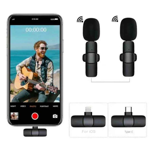 Micrófono Inalámbrico K11 - Solapero 2 en 1 con Adaptador Tipo C e iPhone